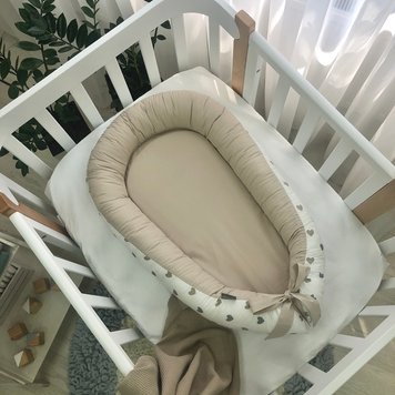 Кокон Baby Design Сердечка сіро-бежеві &mdash; купити в Bubbleshop