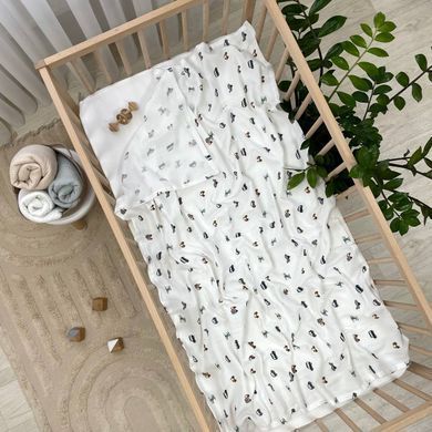 Пелюшка муслін Машинки на білому &mdash; купити в Bubbleshop