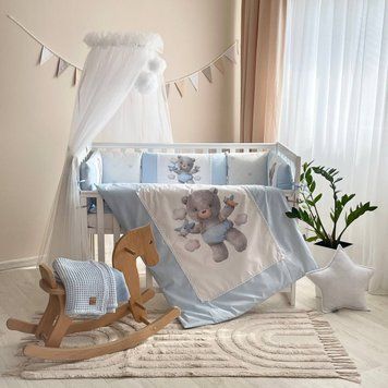 Комплект постільної білизни для новонародженого Kids toys Ведмедик блакитний NEW &mdash; купити в Bubbleshop