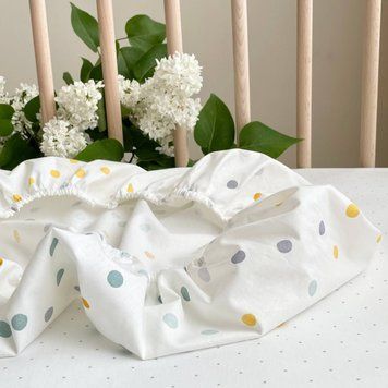 Простирадло у візочок акварельний горошок гірчиця &mdash; купити в Bubbleshop
