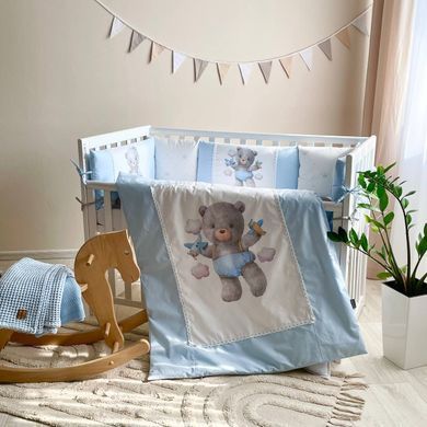 Комплект постільної білизни для новонародженого Kids toys Ведмедик блакитний NEW &mdash; купити в Bubbleshop