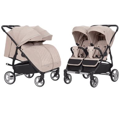 Коляска універсальна CARRELLO Connect CRL-5502/1 Cotton Beige для двійні,люлька-переноска Connect CRL-5502/1 фото