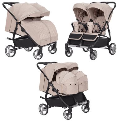 Коляска універсальна CARRELLO Connect CRL-5502/1 Cotton Beige для двійні,люлька-переноска Connect CRL-5502/1 фото