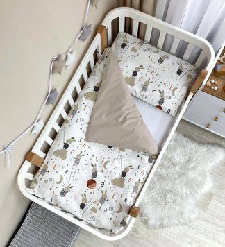 Змінна постіль Baby Mix Зайці на драбинці бежевий &mdash; купити в Bubbleshop