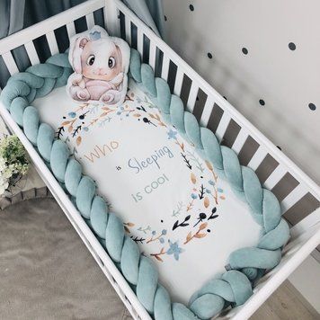 Бортик-коса мята темна 3,6 м на всі сторони ліжечка &mdash; купити в Bubbleshop