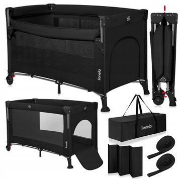 Ліжечко-манеж Lionelo ELLEN BLACK CARBON &mdash; купити в Bubbleshop