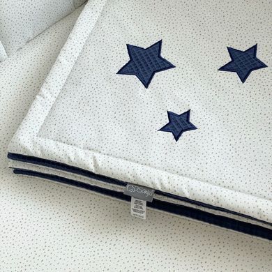 Плед-конверт Stars поплін/вафля синій &mdash; купити в Bubbleshop