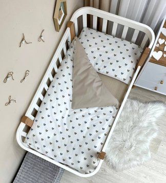 Змінна постіль Baby Mix Сіро-бежеві серця &mdash; купити в Bubbleshop