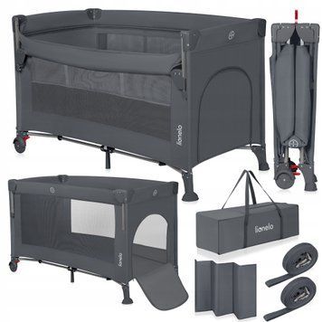 Ліжечко-манеж Lionelo ELLEN GREY COBCRETE &mdash; купити в Bubbleshop
