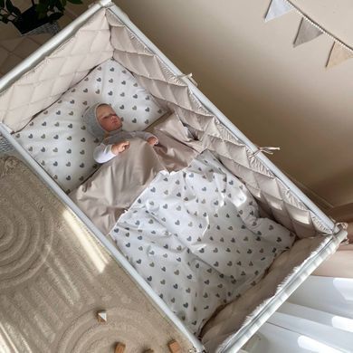 Змінна постіль Baby Mix Сіро-бежеві серця &mdash; купити в Bubbleshop