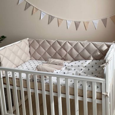 Змінна постіль Baby Mix Сіро-бежеві серця &mdash; купити в Bubbleshop