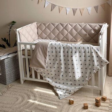 Змінна постіль Baby Mix Сіро-бежеві серця &mdash; купити в Bubbleshop