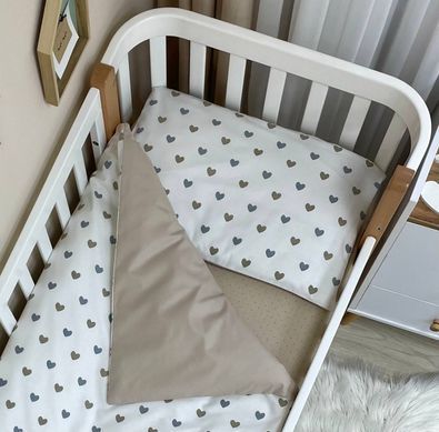 Змінна постіль Baby Mix Сіро-бежеві серця &mdash; купити в Bubbleshop