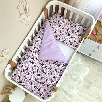 Змінна постіль Baby Mix Лілові квіти &mdash; купити в Bubbleshop