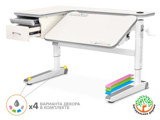 Детский стол Mealux Woodville Multicolor Energy столешница береза / накладки на ножках серые BD-850 TG/MC Energy фото