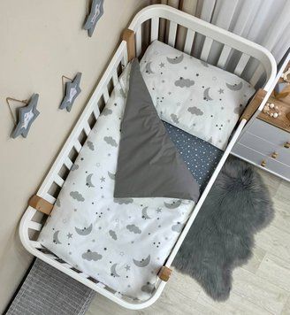 Змінна постіль Baby Mix Хмари сірі з місяцем &mdash; купити в Bubbleshop