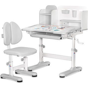 Комплект парта і стілець Evo-Kids BD-28 Panda Grey &mdash; купити в Bubbleshop
