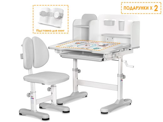 Комплект парта і стілець Evo-Kids BD-28 Panda Grey  BD-28 G фото