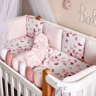 Комплект постільної білизни для новонародженого Happy night Метелики, колір пудра &mdash; купити в Bubbleshop