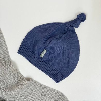 Шапочка вязана з помпоном джинс &mdash; купити в Bubbleshop