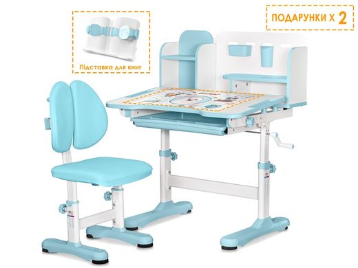 Комплект парта і стілець Evo-Kids BD-28 Panda Blue  BD-28 BL фото