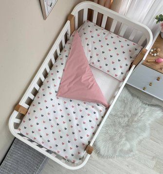 Змінна постіль Happy night Сердечка пудра &mdash; купити в Bubbleshop