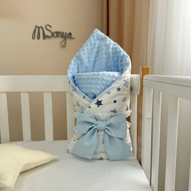 Плед-конверт з ковдрою на Minky Stars сіро-блакитний &mdash; купити в Bubbleshop