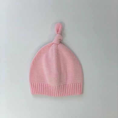 Шапочка вязана з помпоном рожевий &mdash; купити в Bubbleshop
