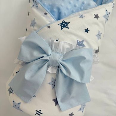 Плед-конверт з ковдрою на Minky Stars сіро-блакитний &mdash; купити в Bubbleshop