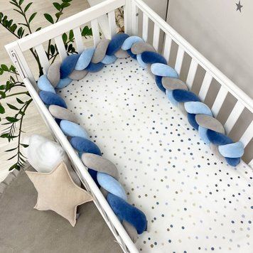 Бортик-коса сірий/блакитний/джинс &mdash; купити в Bubbleshop