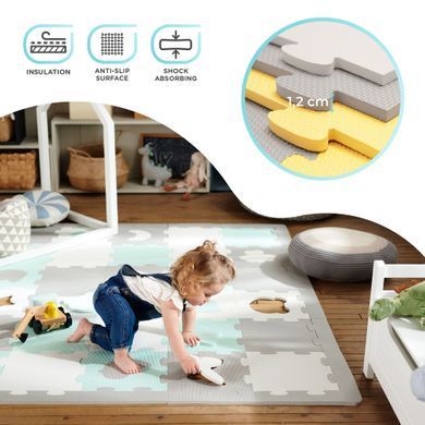 Килимок-пазл Kinderkraft Luno Shapes Yellow, 30 елементів (KPLUSH00YEL0000) &mdash; купити в Bubbleshop