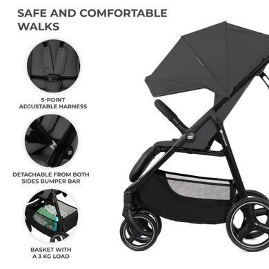 Прогулянкова коляска Kinderkraft Trig 3 Granite Grey (KSTRIG03GRY0000) &mdash; купити в Bubbleshop