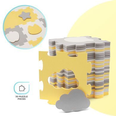 Килимок-пазл Kinderkraft Luno Shapes Yellow, 30 елементів (KPLUSH00YEL0000) &mdash; купити в Bubbleshop