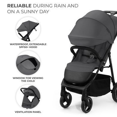 Прогулянкова коляска Kinderkraft Trig 3 Granite Grey (KSTRIG03GRY0000) &mdash; купити в Bubbleshop