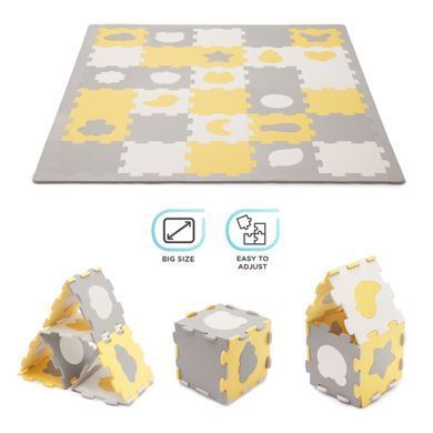 Килимок-пазл Kinderkraft Luno Shapes Yellow, 30 елементів (KPLUSH00YEL0000) &mdash; купити в Bubbleshop