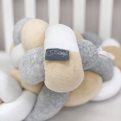 Бортик-коса (білий/сірий меланж/гірчиця) &mdash; купити в Bubbleshop