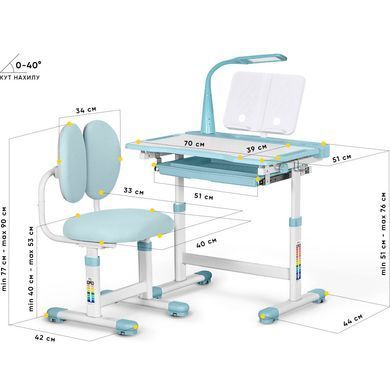 Комплект меблів Evo-Kids (стіл+крісло+полиця+лампа) BD-20 BL &mdash; купити в Bubbleshop
