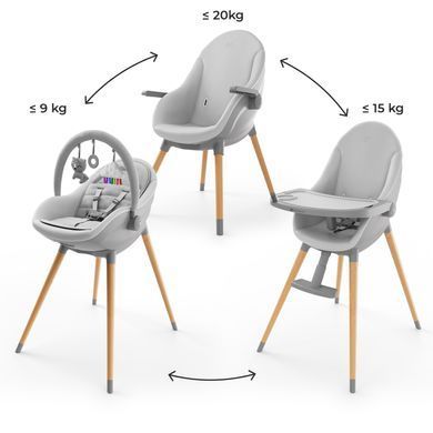 Стільчик для годування 2 в 1 Kinderkraft Fini Up Grey (KHFINIUPGRY0000) &mdash; купити в Bubbleshop