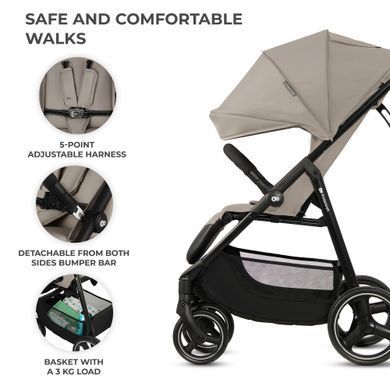 Прогулянкова коляска Kinderkraft Trig 3 Stone Beige (KSTRIG03BEG0000) &mdash; купити в Bubbleshop
