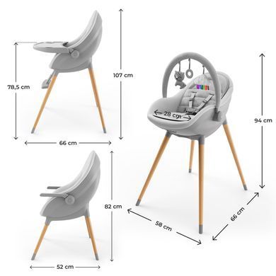 Стільчик для годування 2 в 1 Kinderkraft Fini Up Grey (KHFINIUPGRY0000) &mdash; купити в Bubbleshop