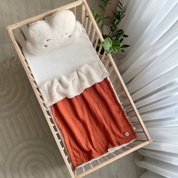 Плед муслін на хутрі Teddy теракот &mdash; купити в Bubbleshop