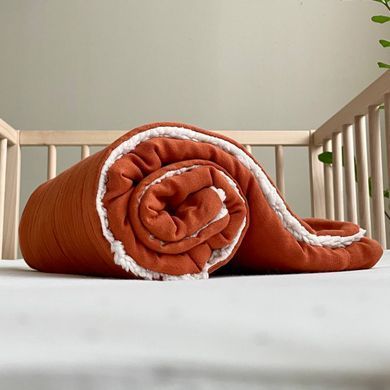 Плед муслін на хутрі Teddy теракот &mdash; купити в Bubbleshop