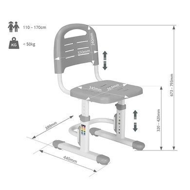 Дитячий стілець FunDesk SST3LS Grey (жорстка фіксація) &mdash; купити в Bubbleshop