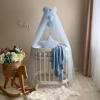 Балдахін з помпонами світло-блакитний &mdash; купити в Bubbleshop