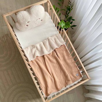 Плед муслін на хутрі Teddy бежевий &mdash; купити в Bubbleshop