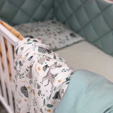 Комплект постільної білизни для новонародженого Baby Mix Bamby з друзями, колір мятний &mdash; купити в Bubbleshop
