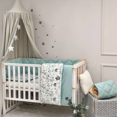 Комплект постільної білизни для новонародженого Baby Mix Bamby з друзями, колір мятний &mdash; купити в Bubbleshop