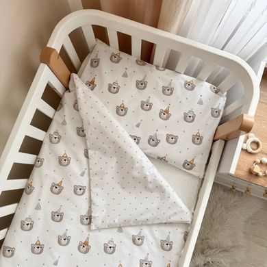 Змінна постіль Baby Mix Ведмедики у ковпачках сірі &mdash; купити в Bubbleshop