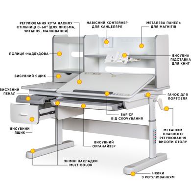 Дитячий стіл Mealux Florida Multicolor Grey Evo-52 WG + G Multicolor фото