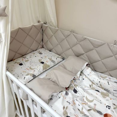 Комплект постільної білизни для новонародженого Baby Mix Зайці на драбинці бежевий &mdash; купити в Bubbleshop